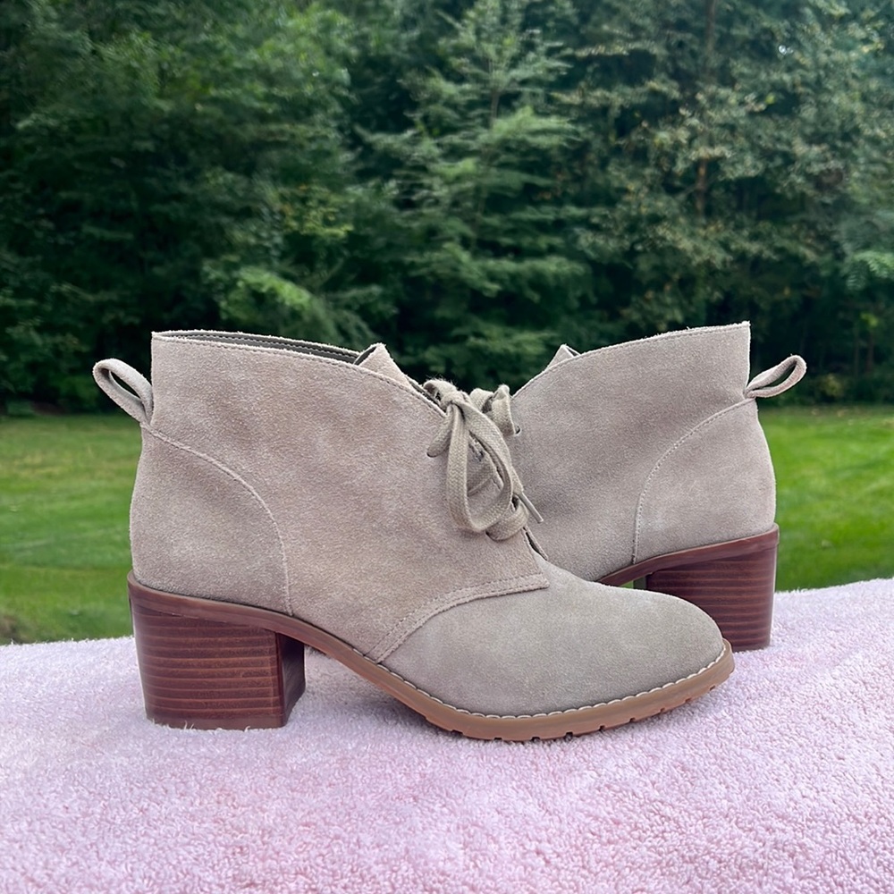 Nordstrom Taupe Suede Lace
Up Ankle Bootie